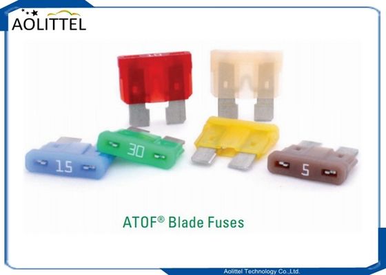kwaliteit  PA66 Auto Blade Fuse , Automotive Industry ATOF 32V Series ATOF Medium Blade Fuse Rated 32V 1-40A Replaces 257 ATO fabriek