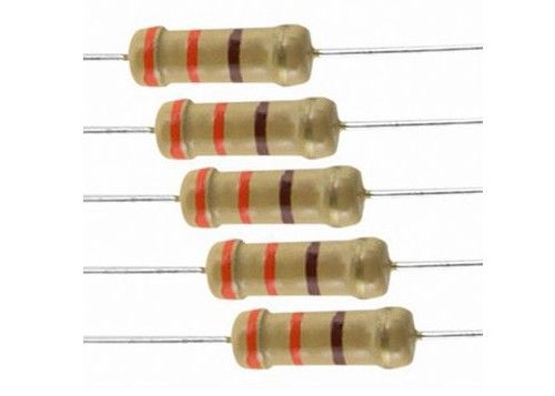 De miniatuurcfr-Koolstoffilm bevestigde Weerstand 0.5W 1WS 330R 5% 350V As Leaded Kaki 9032 3.2x9mm