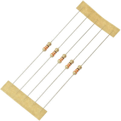 De miniatuurcfr-Koolstoffilm bevestigde Weerstand 0.5W 1WS 330R 5% 350V As Leaded Kaki 9032 3.2x9mm
